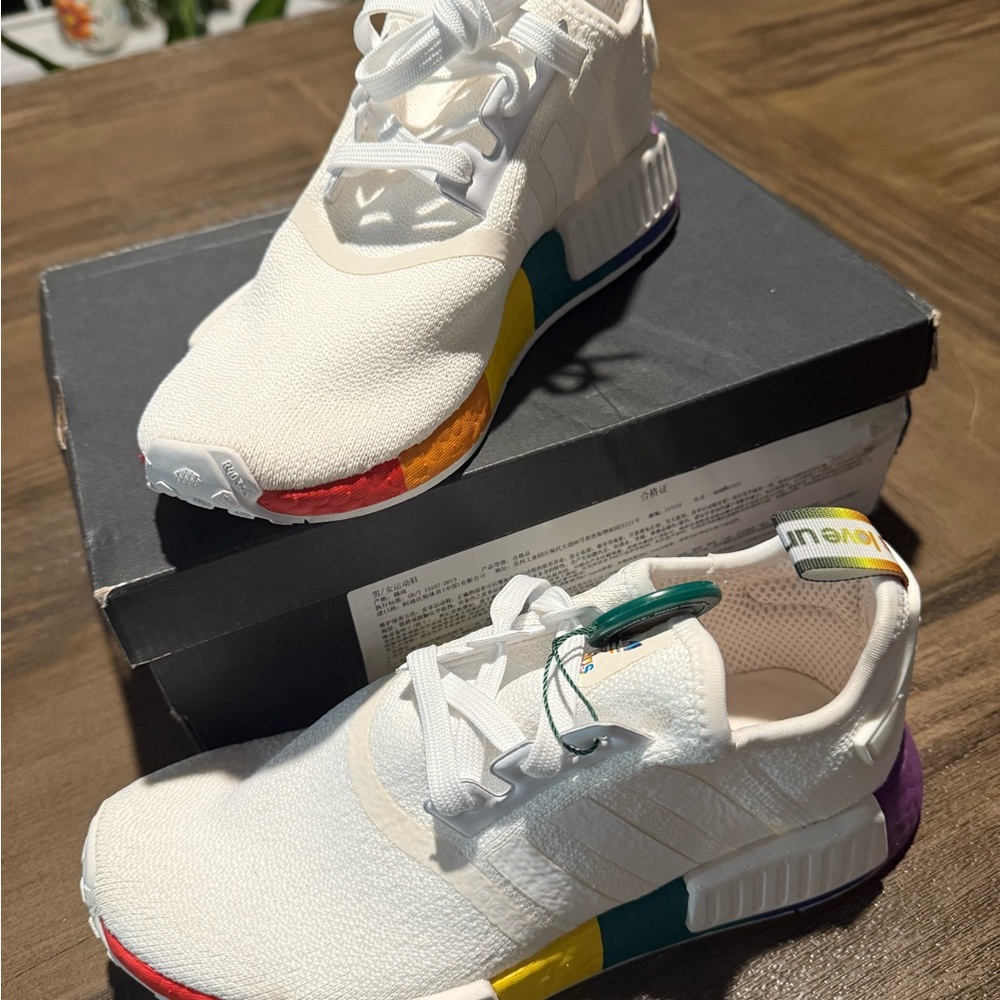 Adidas NMD White and rainbow